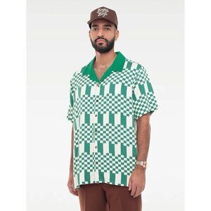 Bogey Boys Macklemore Mens Shirt Sz Small Green White Checkered Button Up Golf